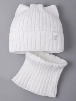 Шапка для девочки осенняя c ушками и снуд