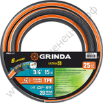 GRINDA ULTRA 6, 3/4″, 15 м, 25 атм, шестислойный, двойное армирование, поливочный шланг, PROLine (429009-3/4-15