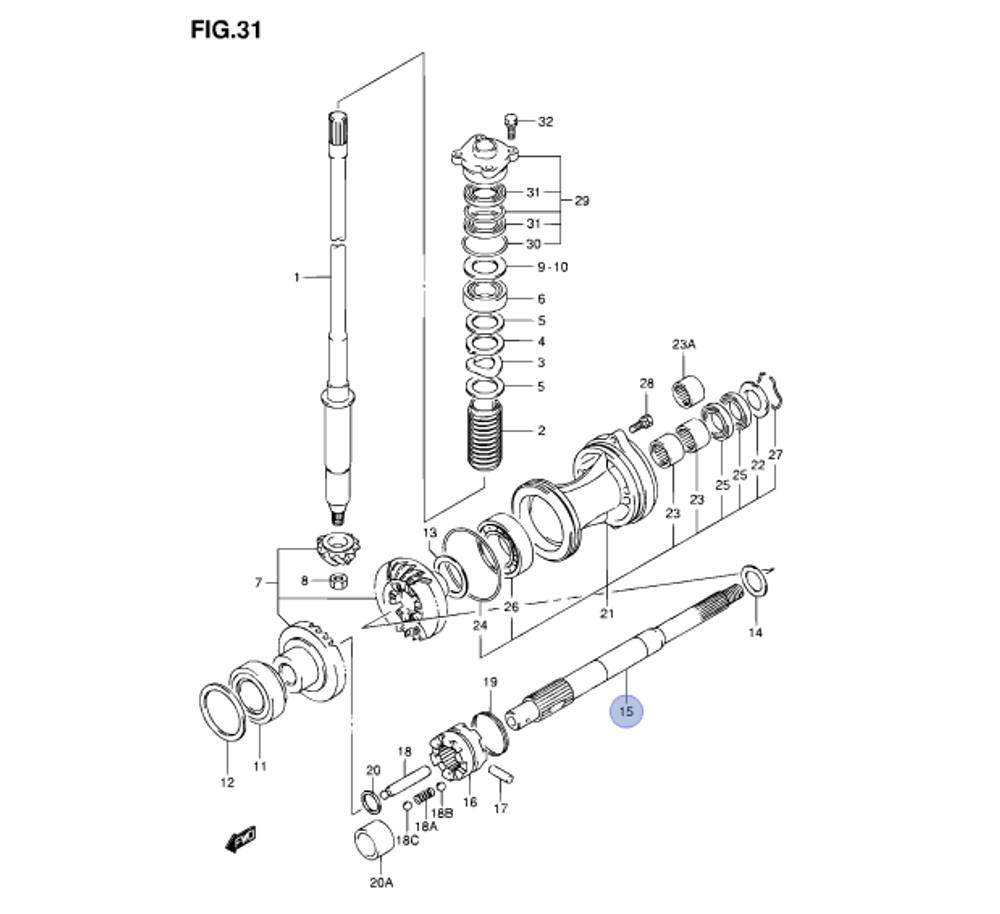 Гребной вал Suzuki DF90-DF140 57610-90J10-000
