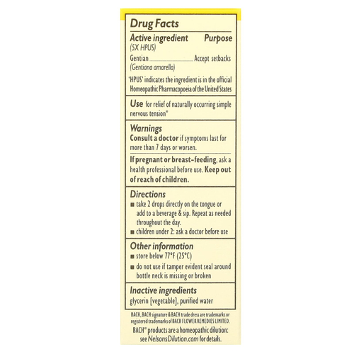 Bach, Original Flower Remedies, горечавка, 10 мл (0,35 жидк. унции)