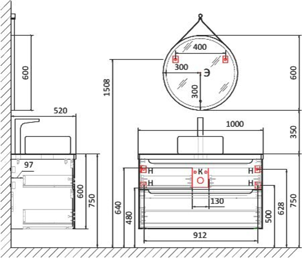 Тумба с раковиной Jorno Wood 100 см wood.01.100/P/W белая
