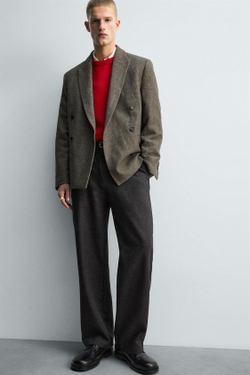 ZARA БРЮКИ ИЗ 100% ШЕРСТИ С ЗАЩИПАМИ — LIMITED EDITION, АНТРАЦИТОВО-СЕРЫЙ