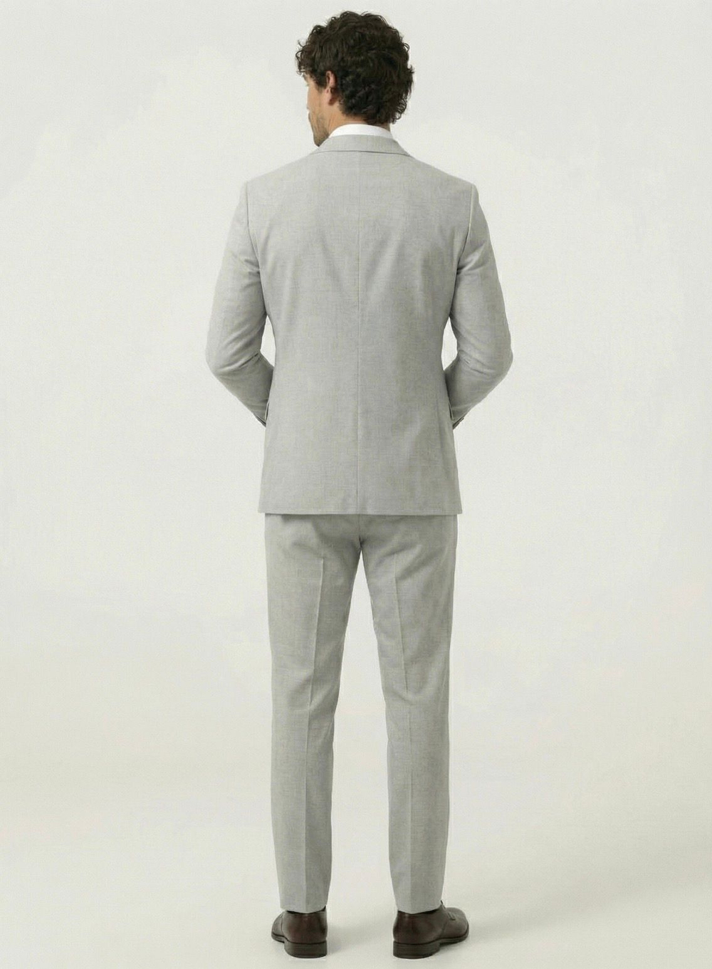 Мужской костюм двубортный (светло-серый) А67