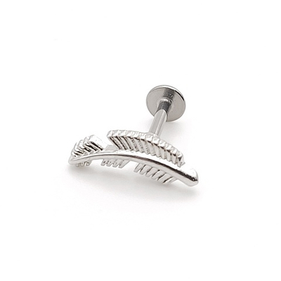 Серьга для пирсинга  "Листик". Медицинская сталь. 1 шт