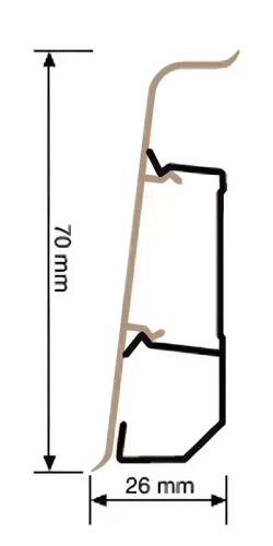 Плинтус ПВХ Aberhof ABF-70 7005 Дуб Кембридж 70x26х2500 мм