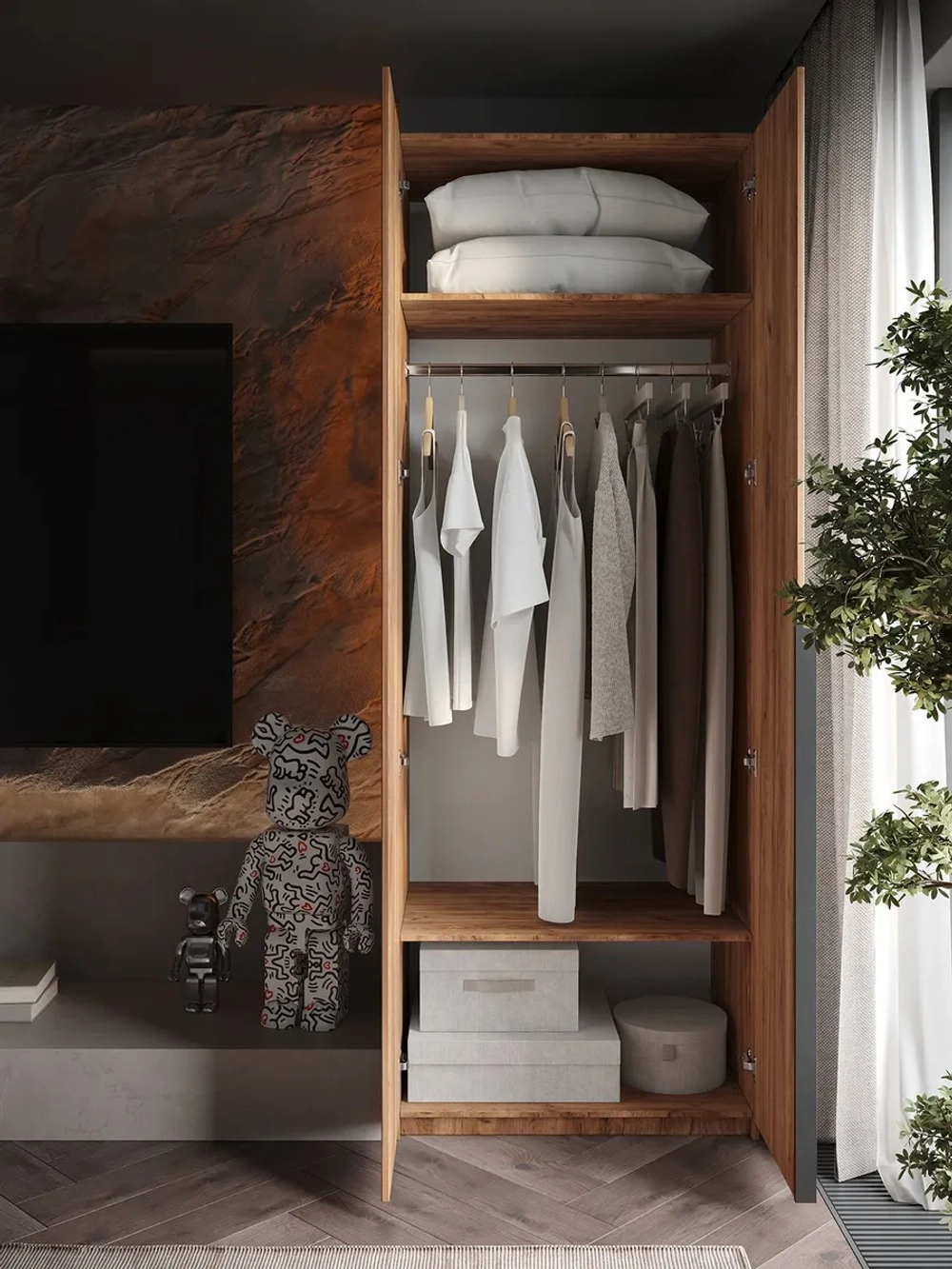 Шкаф Распашной Коричневый 81х220x52,5 SOHO