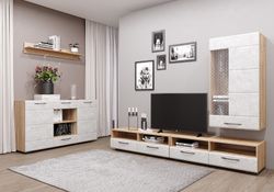 Гостиная 10 "Асти" (дуб бунратти/камень светлый), ЛДСП/МДФ, ДСВ Мебель, г. Пенза