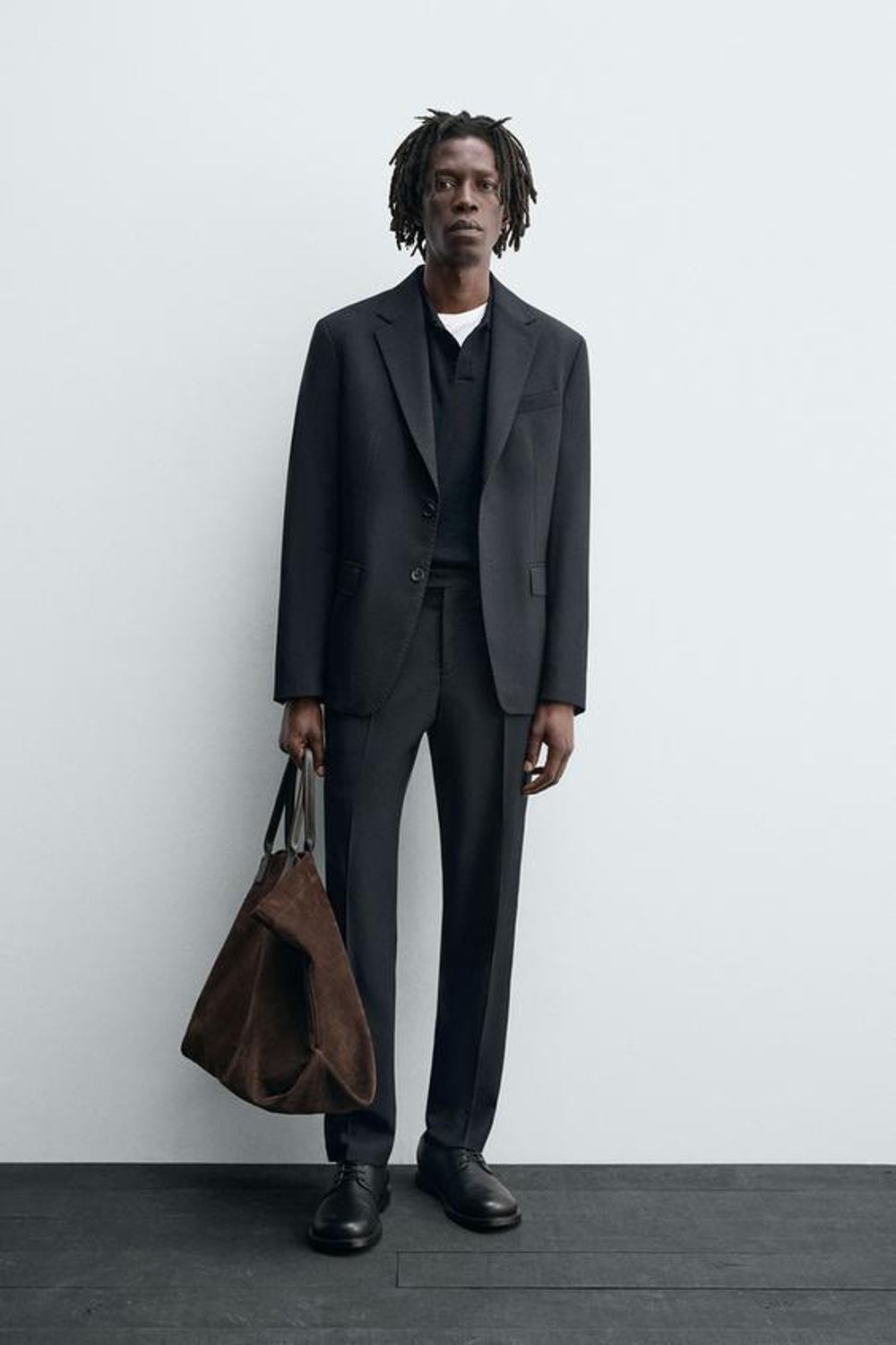 ZARA КОСТЮМНЫЕ БРЮКИ ИЗ 100% ШЕРСТИ, МОРСКОЙ СИНИЙ