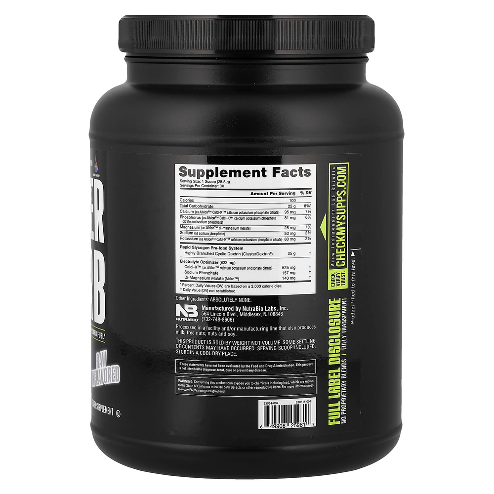 NutraBio, Super Carb, сырые без добавок, 775 г (1,7 фунта)