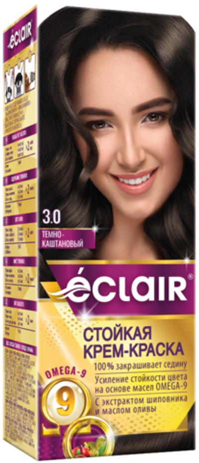 ECLAIR OMEGA-9 Cтойкая крем-краска (темно-каштановый) 3.0