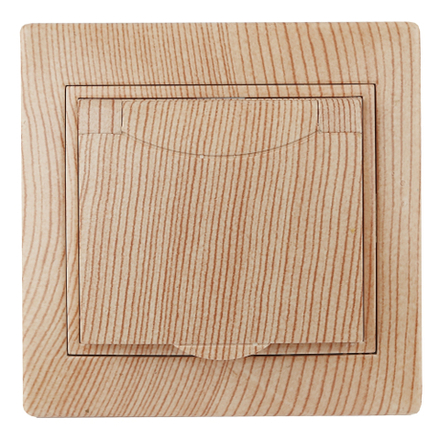 Розетка Intro Plano 1-203-11 2P+E Schuko с крышкой 16А-250В IP20 СУ сосна