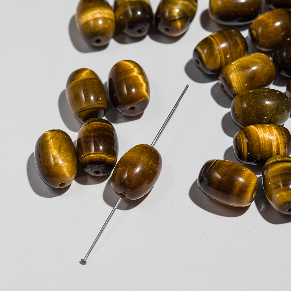 Бочонок из натурального тигрового глаза, 13-14*10мм