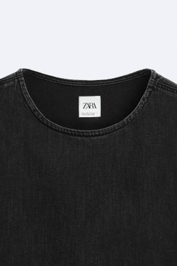 ZARA ДЖИНСОВЫЙ ТОП БЕЗ РУКАВОВ, ЧЕРНЫЙ