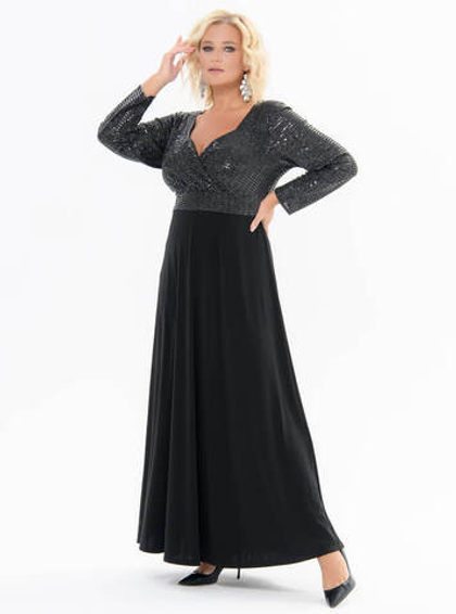 Вечернее чёрное платье, лиф с блеском