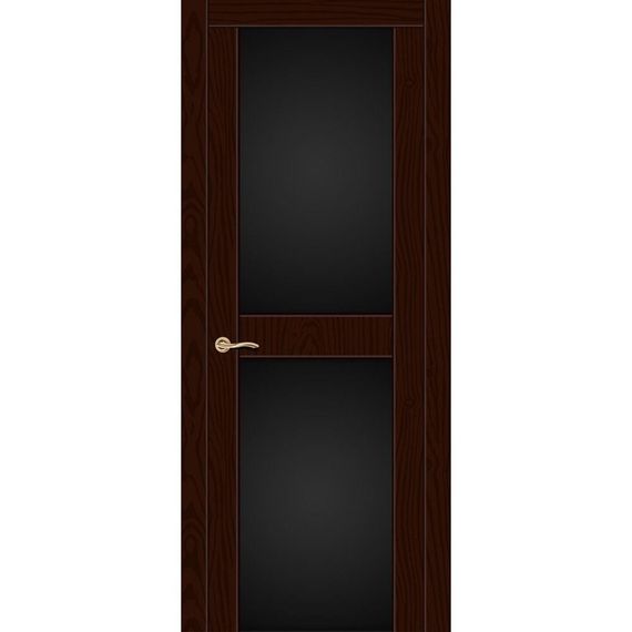 Межкомнатная ульяновская дверь Турин 3 цвет ясень шоколад чёрный триплекс