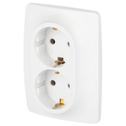 Розетка ЭРА Серия 12 12-2106-01М 2X2P+E Schuko 16А-250В белый матовый