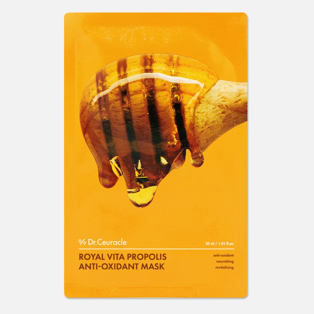 DR.CEURACLE Антиоксидантная тканевая маска Royal Vita Propolis, 30мл,1шт