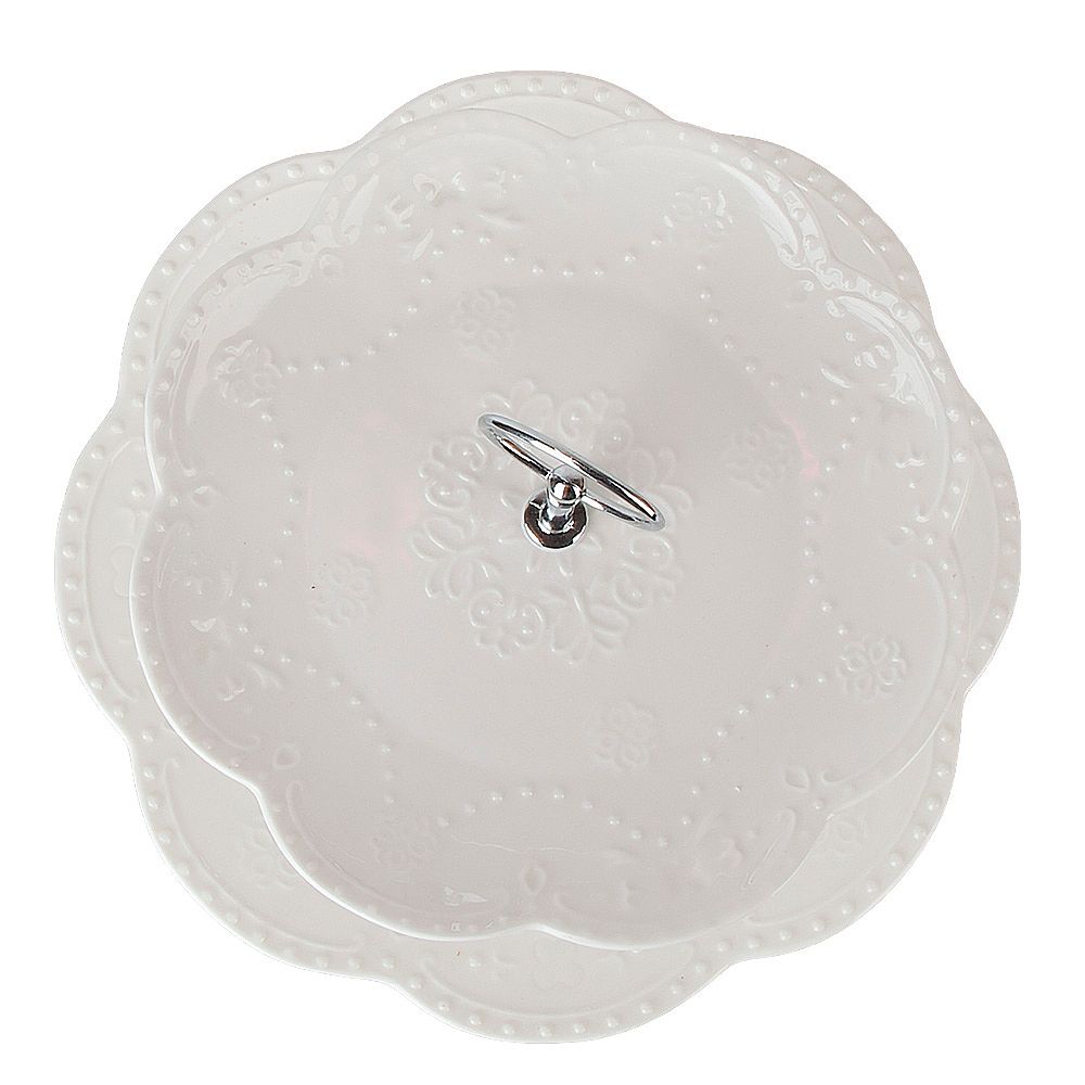 Блюдо 2-х ярусное " " 26,5х26,5/20х20см h=23 см (фарфор) (подарочная упаковка)