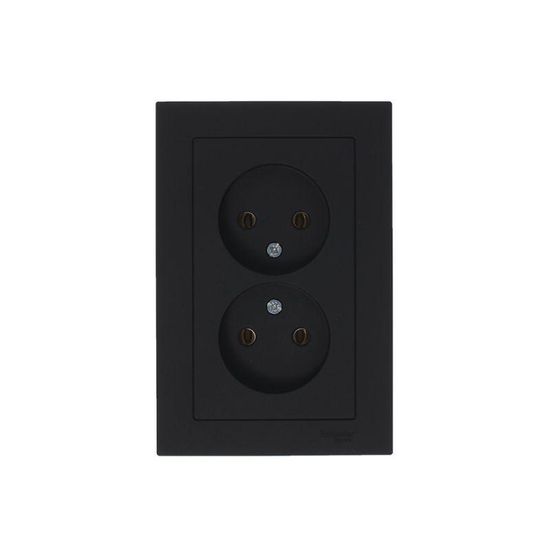 Розетка 2-м СП AtlasDesign 16А IP20 без заземл. в сборе карбон SE ATN001020