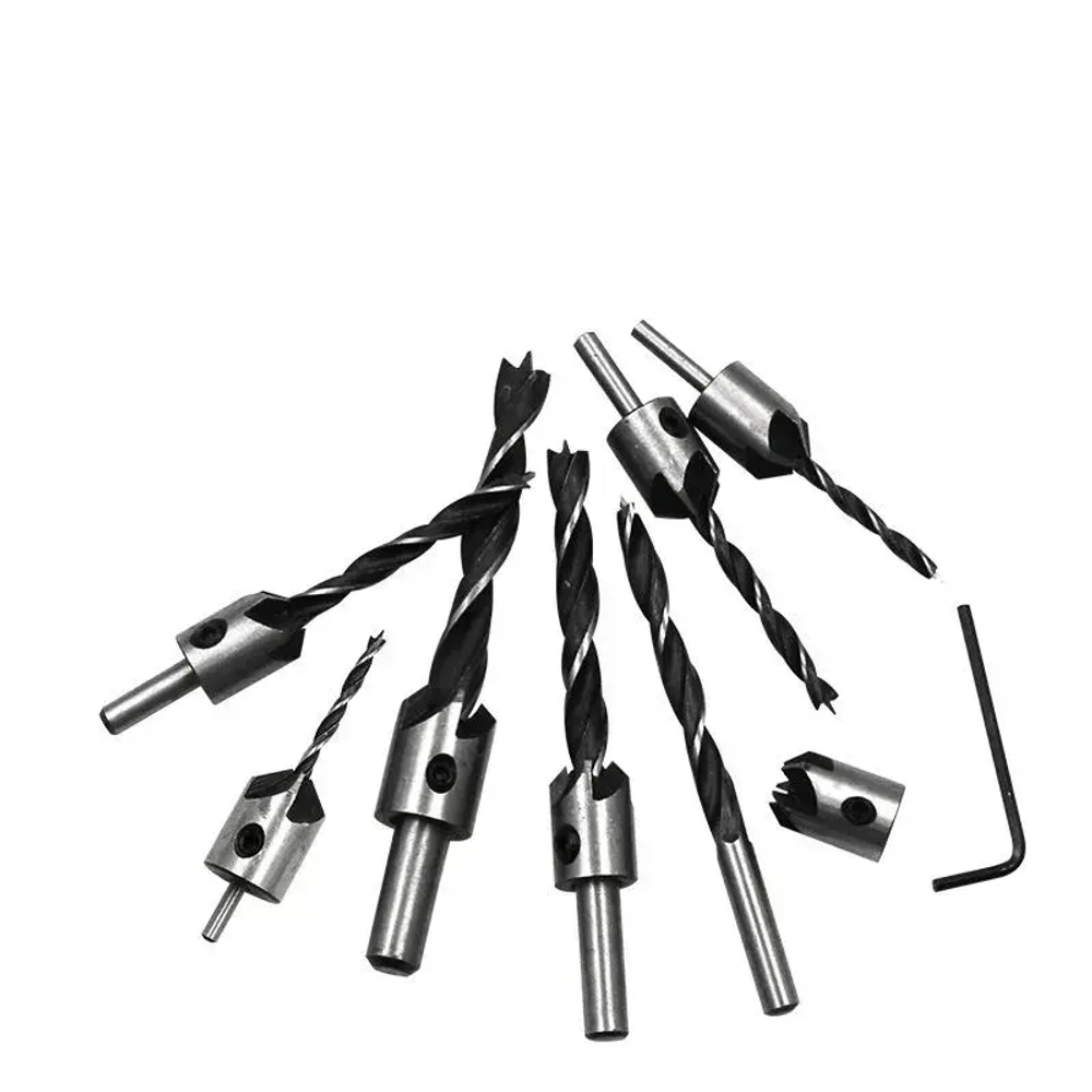 Сверла с зенкером по дереву Набор 7 шт. (3мм, 4мм, 5мм, 6мм, 7мм, 8мм, 10мм)