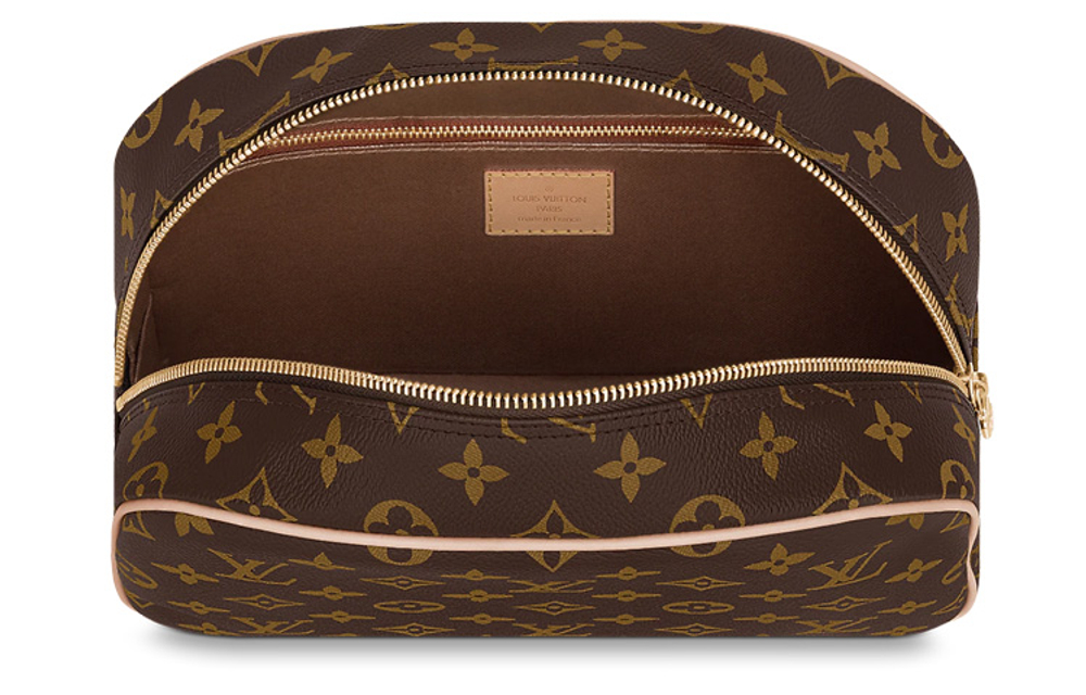 LOUIS VUITTON Pattern Leather Toiletry Bag Men"s Brown