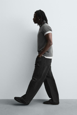 ZARA ДЖИНСЫ BAGGY FIT, ЧЕРНЫЙ