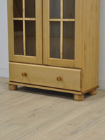 Шкаф витрина, 77х32х186, Бритта, буфет, стеклянный, сервант, деревянный, 2 двери, бейц, Dipriz