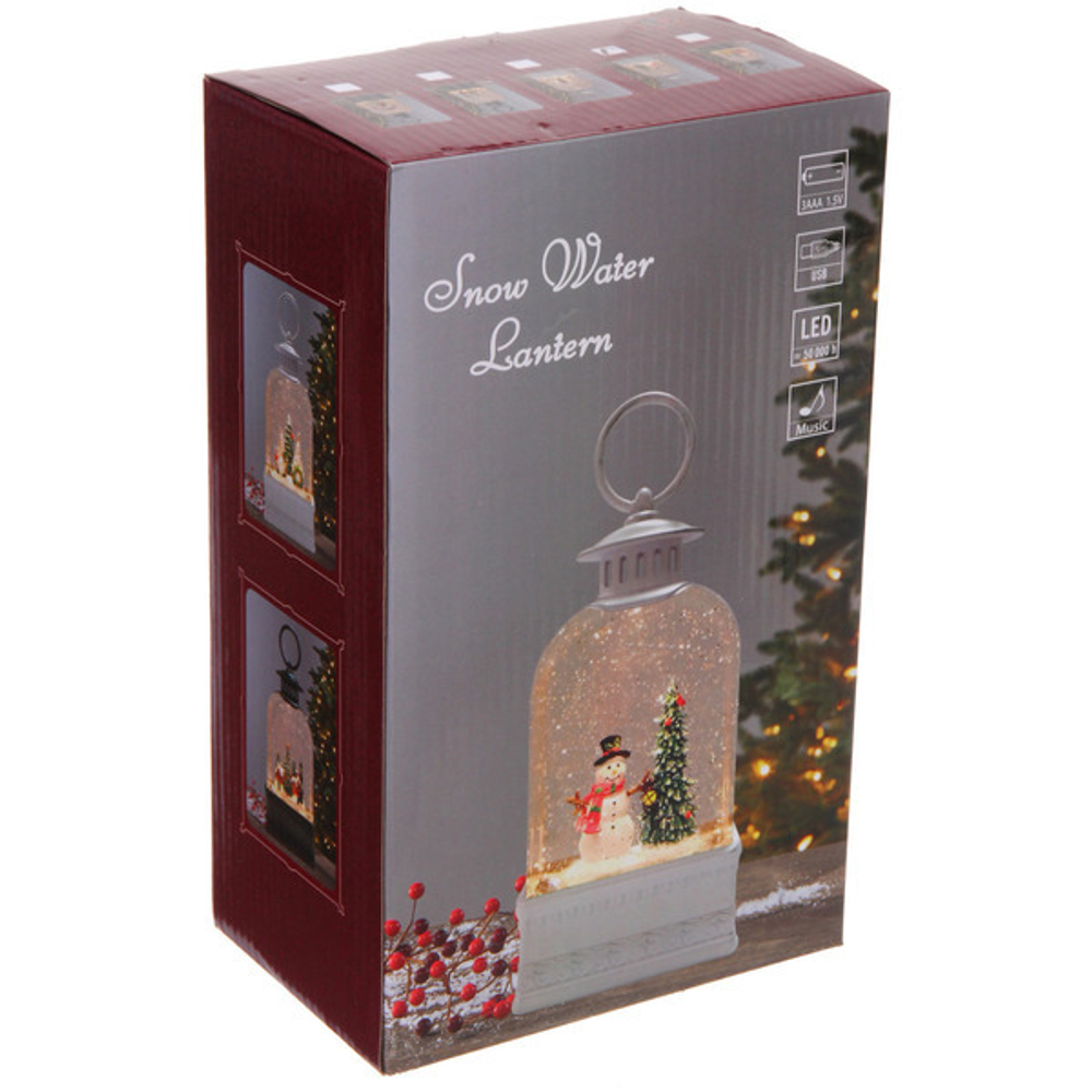 Сувенир с подсветкой «Снегопад» 10,5*6*20 см (работает от 3*ААА и USB+музыка, подсветка)