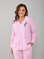 Пижама с брюками КБк-015П/белорозовая-полоса