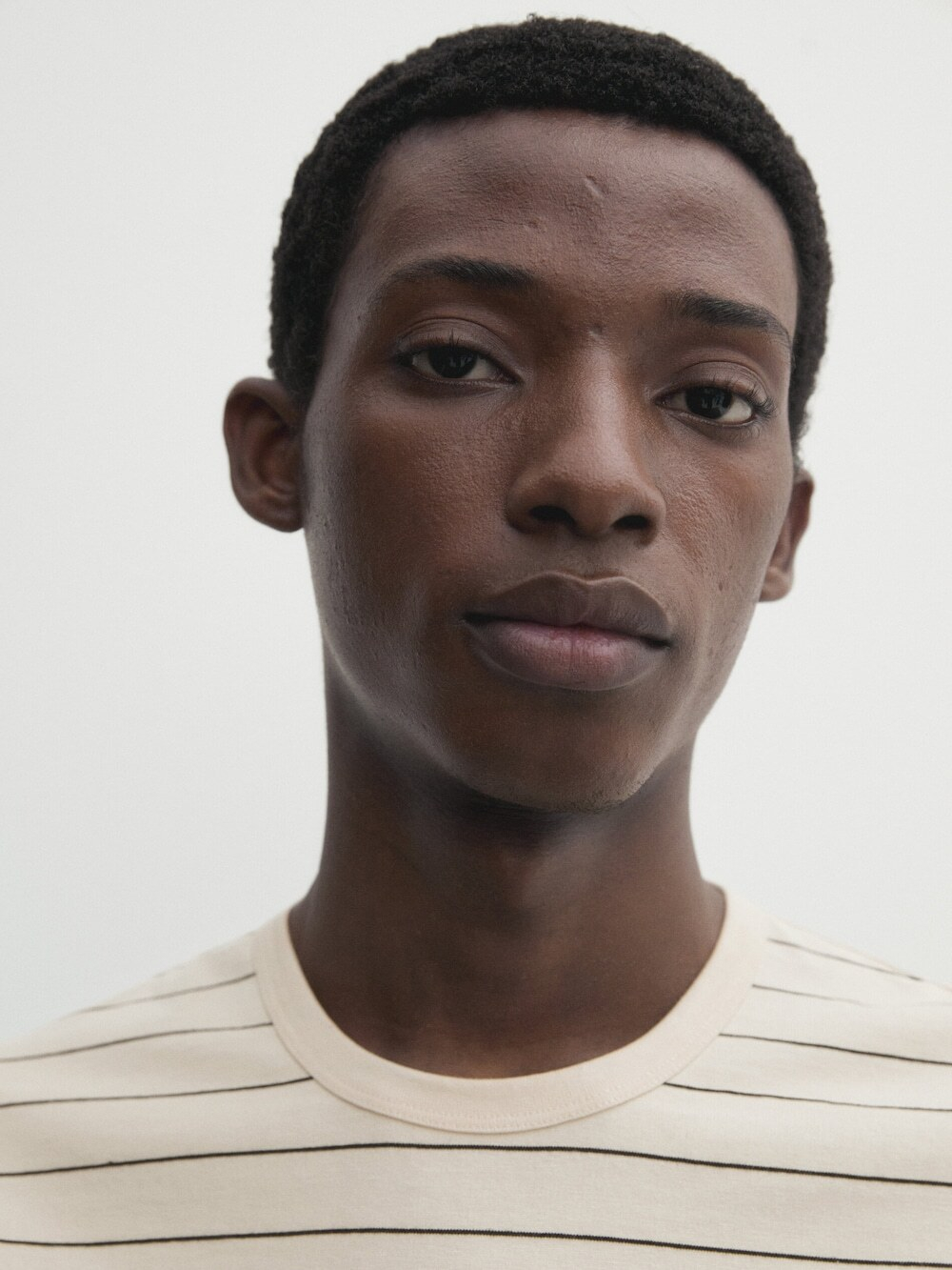 Massimo Dutti Футболка из 100% хлопка средней плотности в полоску, натуральный, кремовый