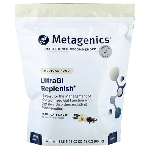 Metagenics, UltraGI Replenish®, лечебная пищевая добавка, со вкусом ванили, 609 г (21,48 унции)