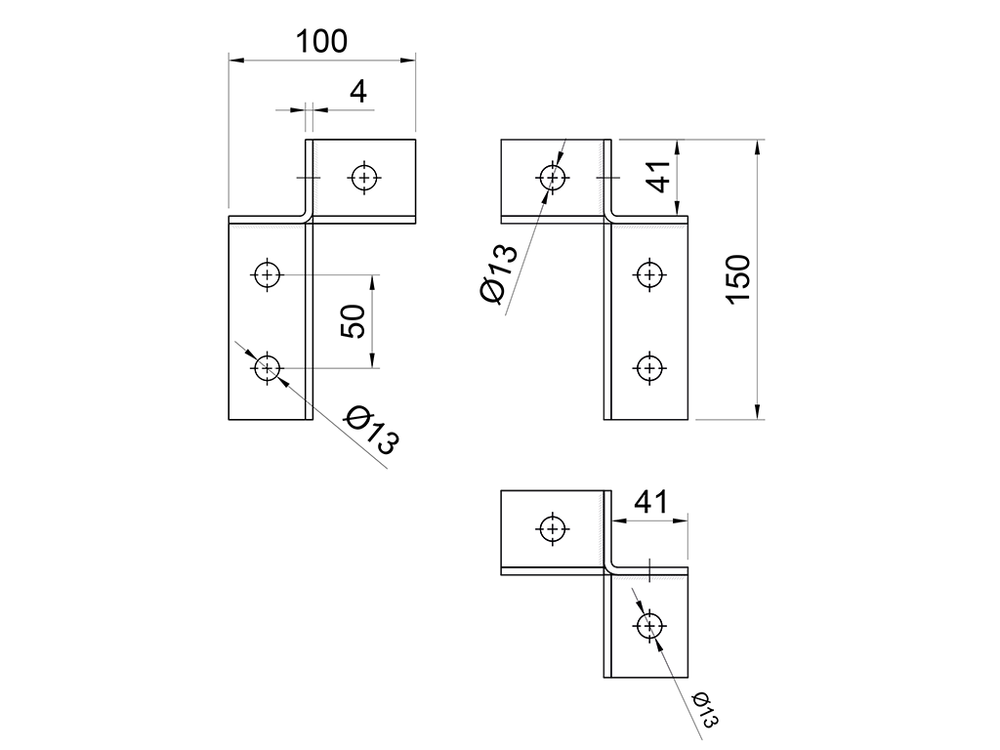 ТМС Strut 3D Угловой элемент 3+3/90° 150x100мм (оцинк.)