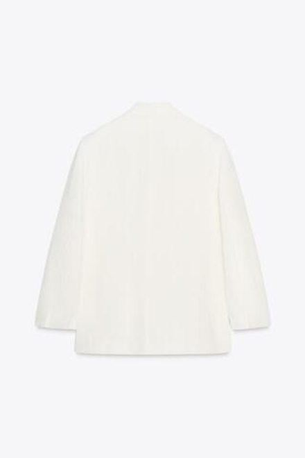 ZARA ДВУБОРТНЫЙ БЛЕЙЗЕР ИЗ СМЕСОВОГО ЛЬНА — ZW COLLECTION, ЭКРЮ