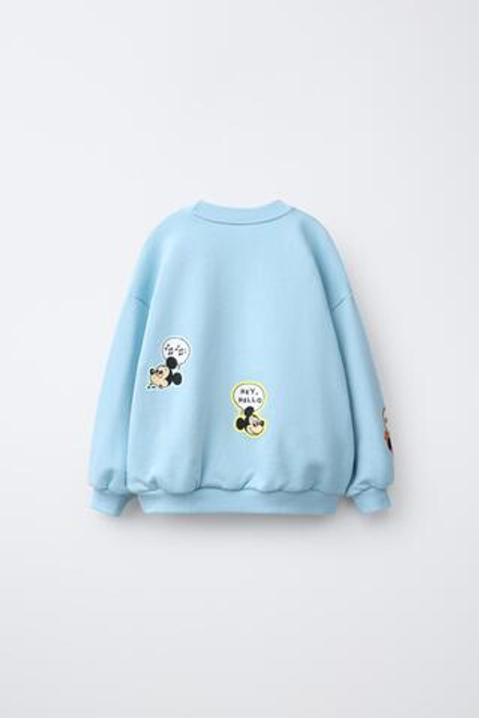 ZARA ТОЛСТОВКА MICKEY MOUSE © DISNEY, ЛИНЯЛЫЙ СИНИЙ