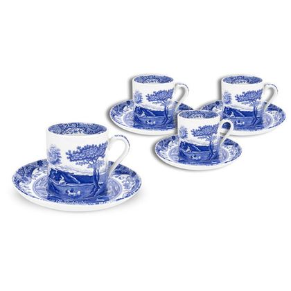 Набор чашек кофейных с блюдцами Spode Spode Голубая Италия 4 шт 90 мл, 4 шт