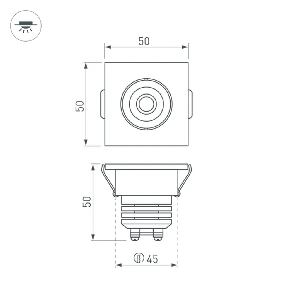 Светодиодный светильник LTM-S50x50WH 5W Day White 25deg (Arlight, IP40 Металл, 3 года) 020758