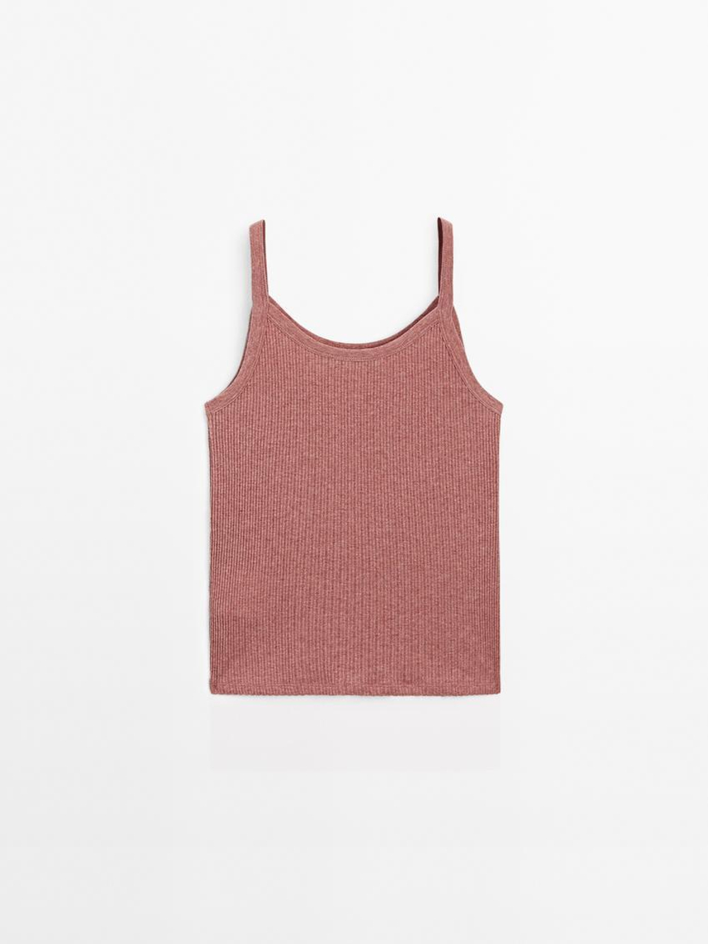 Massimo Dutti Топ на бретелях из 100% хлопка с мраморным узором, розоватый