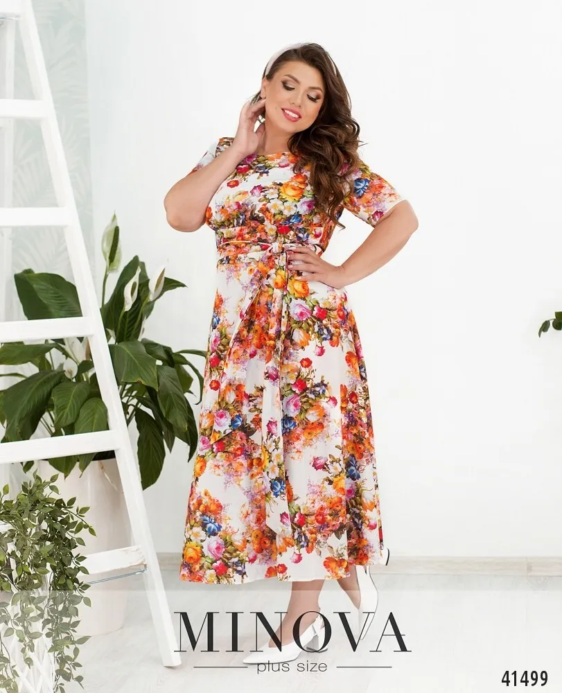Платье 18-22-бело-оранжевый Minova