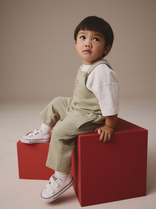 Комбинезон летний и футболка в комплекте для мальчика Next E60-794, Хаки, Белый