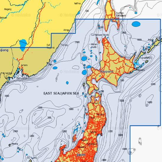 Navionics+ NAAE011L Залив Петра Великого, Япония, Юго-Восточная Азия карта глубин для Lowrance / Simrad / Raymarine / Humminbird