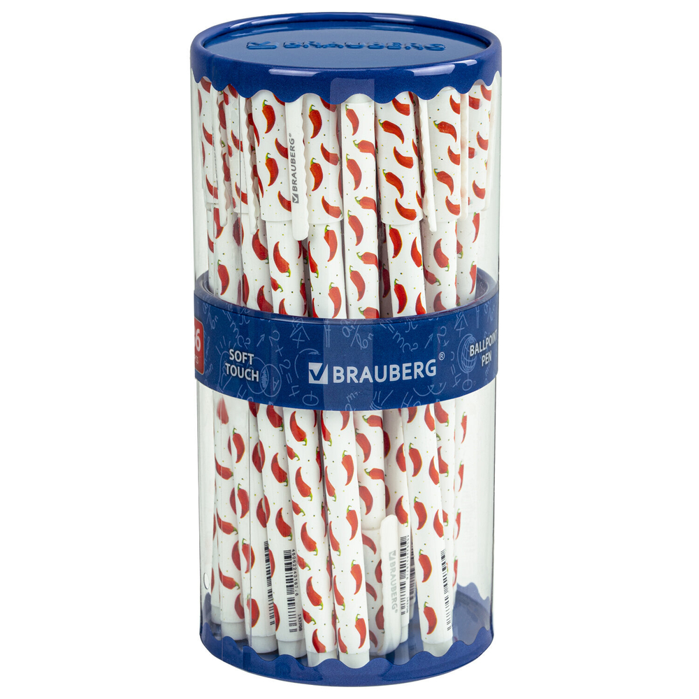 Ручка шариковая BRAUBERG SOFT TOUCH STICK "CHILI PEPPER", СИНЯЯ, мягкое покрытие, узел 0,7 мм, 143708