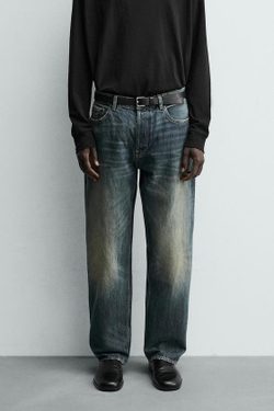 ZARA ДЖИНСЫ STRAIGHT FIT, ВЫЦВЕТШИЙ СИНИЙ