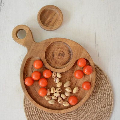 Менажница круглая с ручкой и соусником