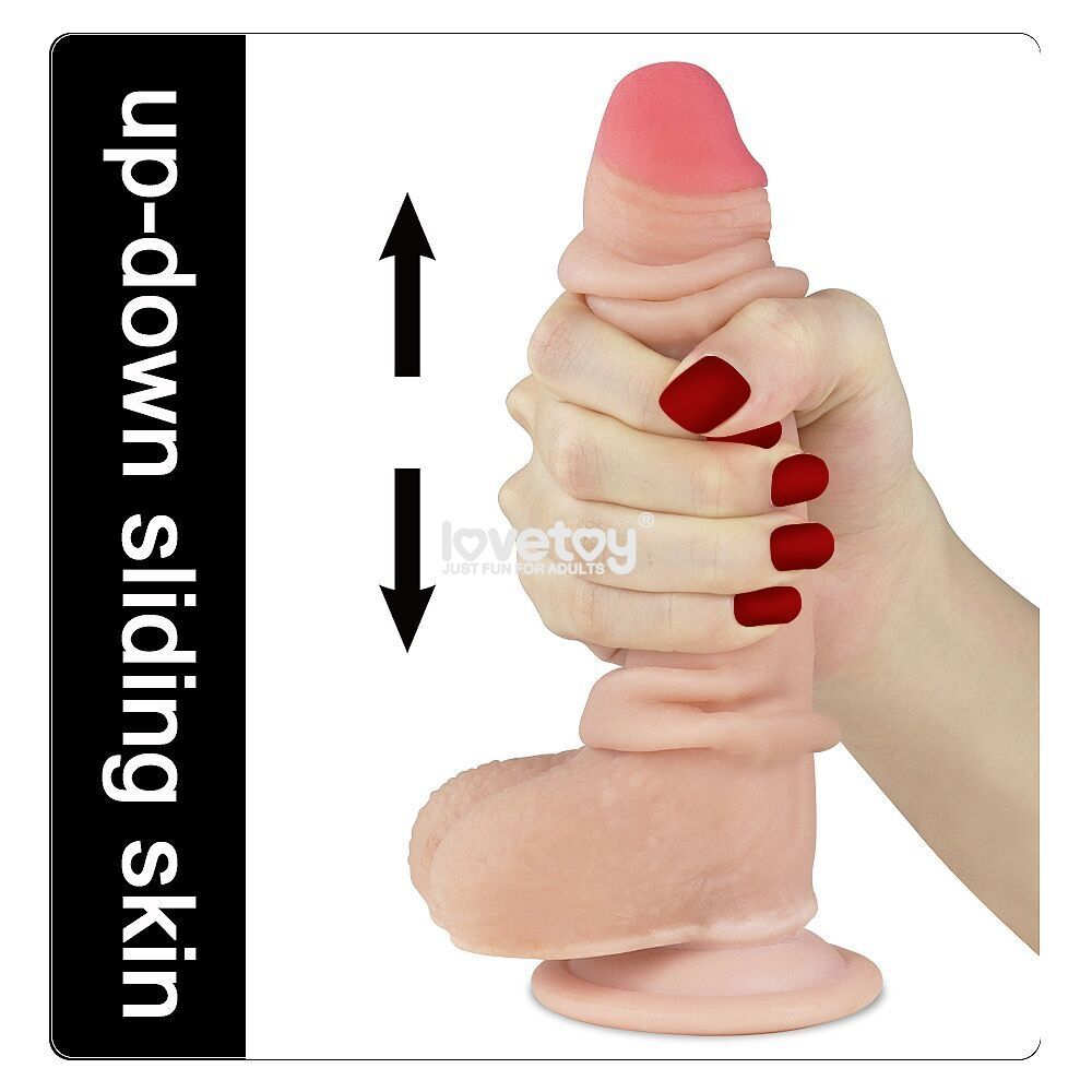 Телесный фаллоимитатор Sliding Skin Dual-Layered 7.0 - 17,5 см. (Цвет: телесный)