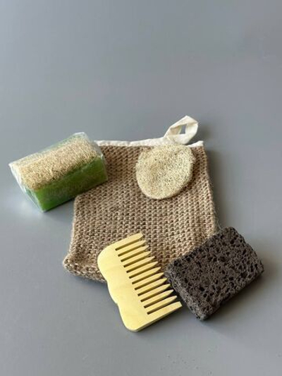 Набор "Базилик" для душа и хамам, с расческой, мылом, перчаткой. Турция (разноцветный)