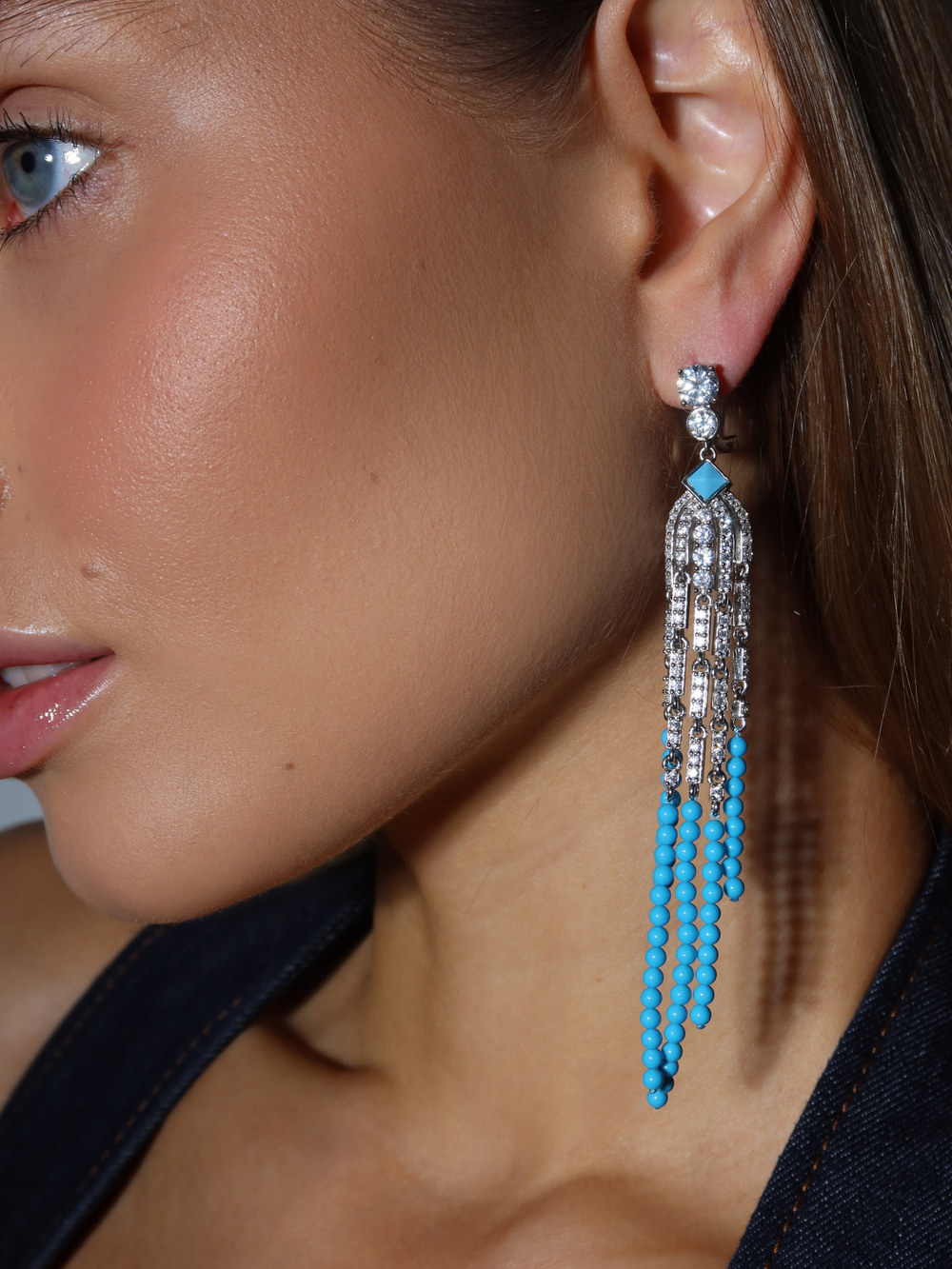 Серьги длинные комбинированные