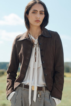 ZARA БЛЕЙЗЕР ИЗ ЗАМШИ, ШОКОЛАДНЫЙ