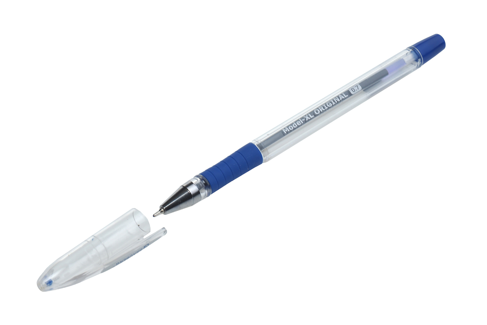 Ручка шариковая Model-XL Original Brauberg синяя 0.7мм с резиновым упором корпус прозрачный пластиковый масляная