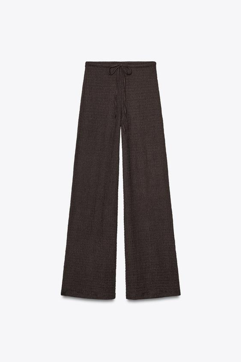 ZARA БРЮКИ ПРЯМОГО КРОЯ ИЗ РЕЛЬЕФНОЙ ТКАНИ, ШОКОЛАДНЫЙ