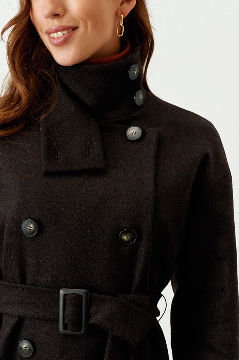 0090 Пальто женское (темно-коричневый)